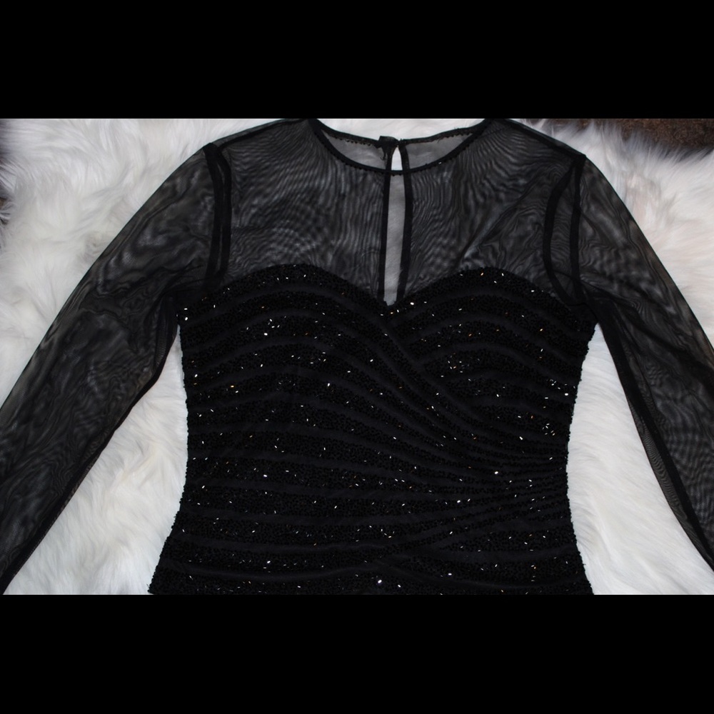 JKara black beaded long sleeve top